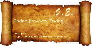 Ondrejkovics Endre névjegykártya